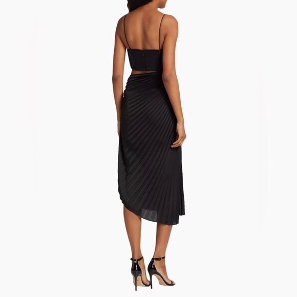 Alice + Olivia Pleated Cut-Out Midi-Dress size 0 - Picture 4 of 14